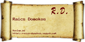 Raics Domokos névjegykártya